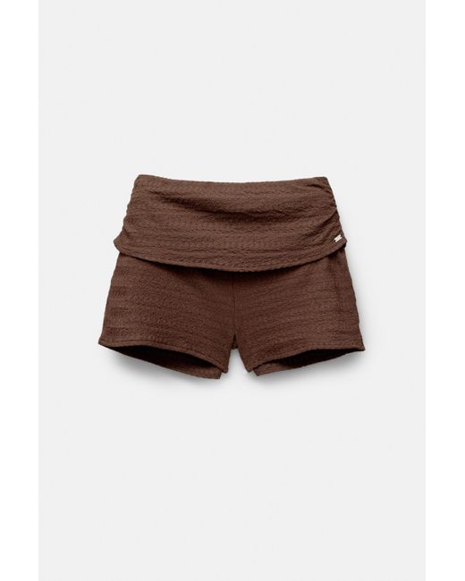 Pull&Bear Brown Rustic Shorts With Fold-Over Waist