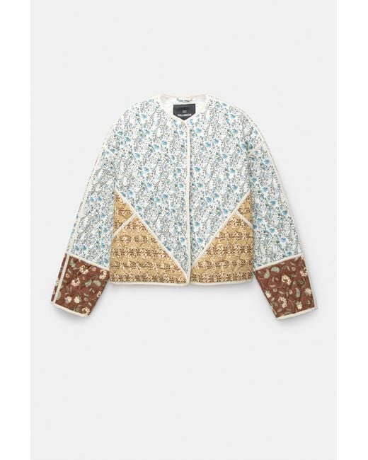 Pull&Bear White Quilted Patchwork Jacket