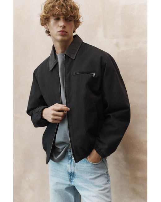 Pull&Bear Jack Met Contrasterende Kraag in het Black voor heren