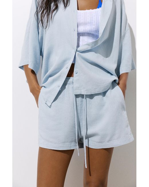 Pull&Bear Gray Linen Blend Shorts