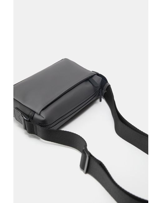 Pull&Bear Black Rubberised Crossbody Bag for men