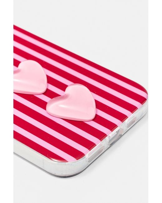 Pull&Bear Pink Striped Heart Iphone Case