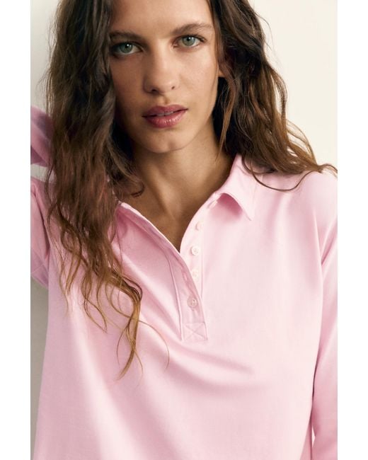 Polo Manches Longues Pull&Bear en coloris Pink
