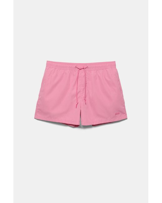 Pull&Bear Pink Basic Swimming Trunks for men