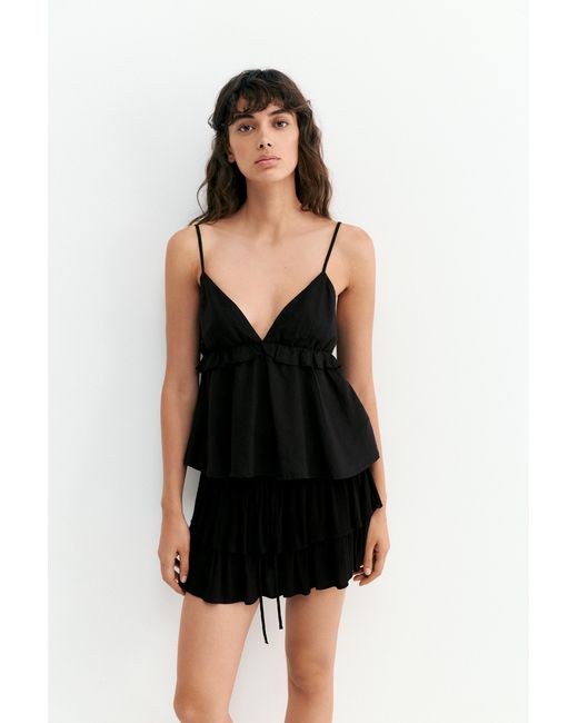 Pull&Bear Black Ruffled Skort