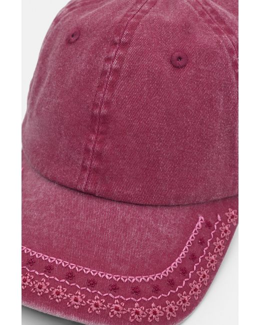 Pull&Bear Pink Bestickte Kappe