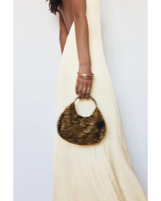 Pull&Bear Multicolor Beaded Bag With Metal Handle