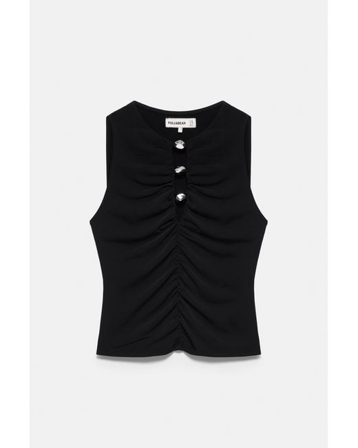 Pull&Bear Blue Cut-Out Embellished Top
