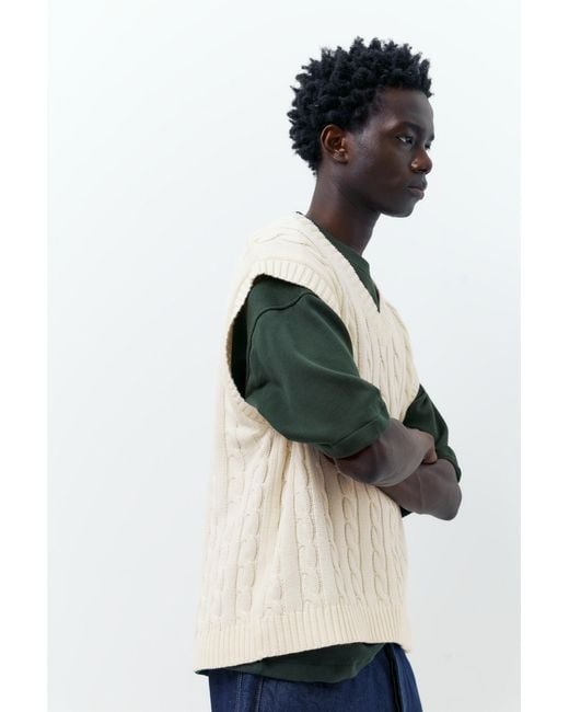 Pull&Bear Multicolor Cable-Knit Vest for men