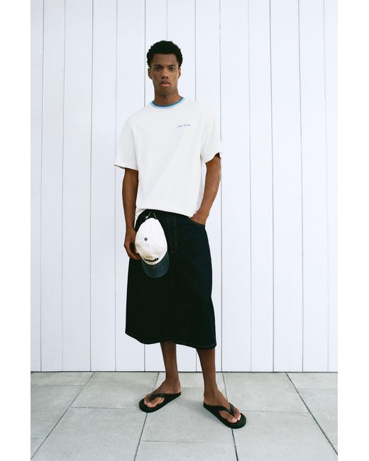 Pull&Bear White Embroidered Slogan T-Shirt for men