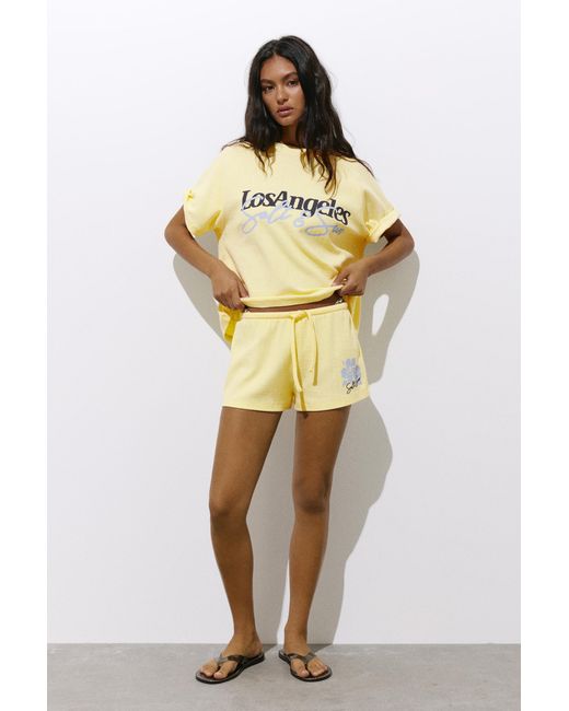 Short Texturé Fleur Pull&Bear en coloris Yellow
