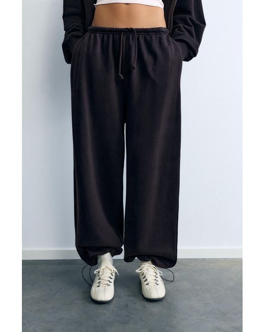 Pull&Bear Joggingbroek Met Elastische Zoom in het Black