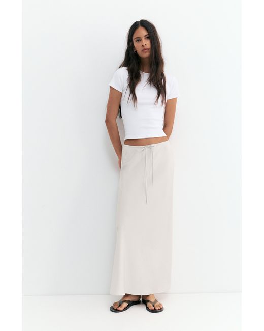 Pull&Bear White Satin Midi Skirt