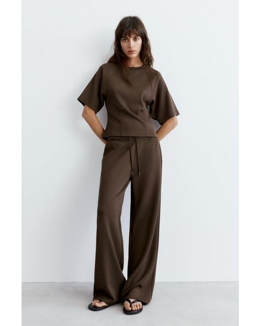 Pull&Bear Brown Soft Touch Short Sleeve Sweatshirt