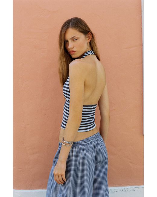 Pull&Bear Gestreepte Haltertop in het Blue