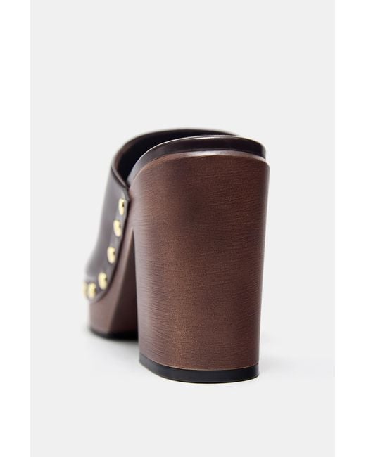 Pull&Bear Blue Heeled Clogs With Studs
