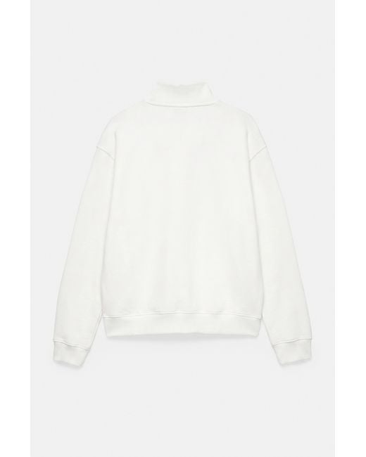 Pull&Bear White Quarter-Zip Sweatshirt for men