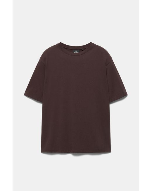 Pull&Bear Red Basic Short Sleeve Cotton T-Shirt for men