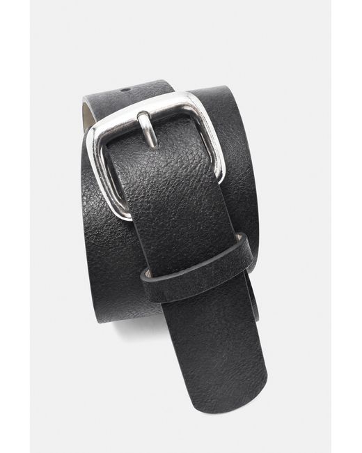 Pull&Bear Black Square Buckle Belt