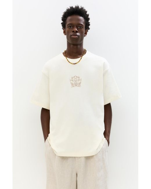 Pull&Bear Shirt Mit Blumenstickerei in Natural für Herren