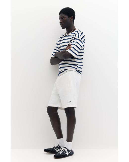 Pull&Bear White Logo Bermuda Sweatpants for men