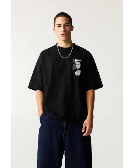 Pull&Bear Black Mona Lisa T-Shirt for men