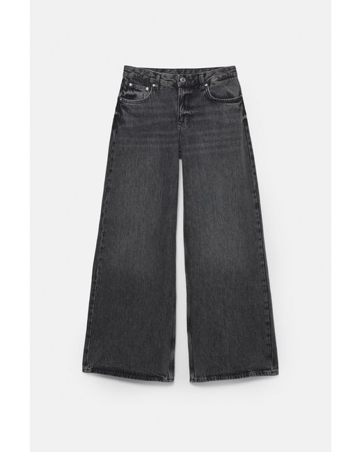 Pull&Bear Blue Low-Rise Wide-Leg Jeans