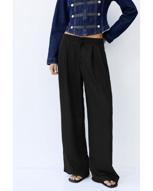 Pull&Bear Black Anzughose Mit Falten