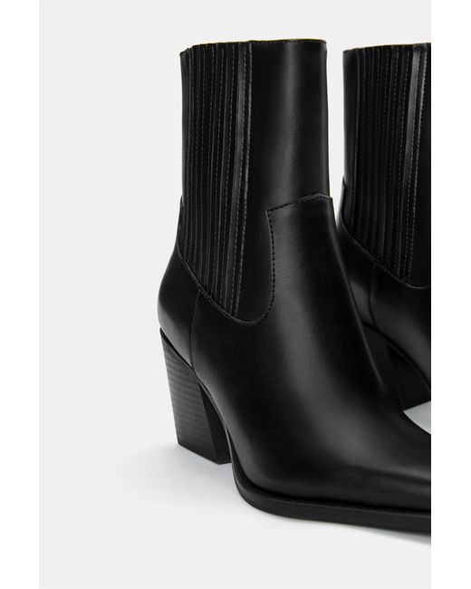 Pull&Bear Blue Cowboy Heel Ankle Boots