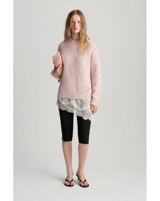 Pull&Bear Pink Jumper With Embroidered Heart