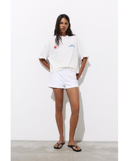 Pull&Bear White Puerto Rico Graphic T-Shirt