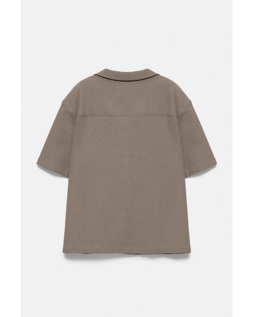 Pull&Bear Brown Terrycloth Short Sleeve Shirt for men
