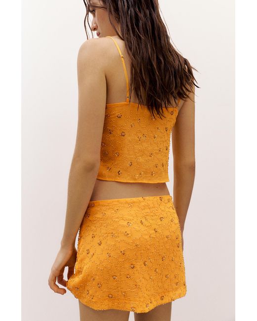 Pull&Bear Orange Sequin Strappy Top