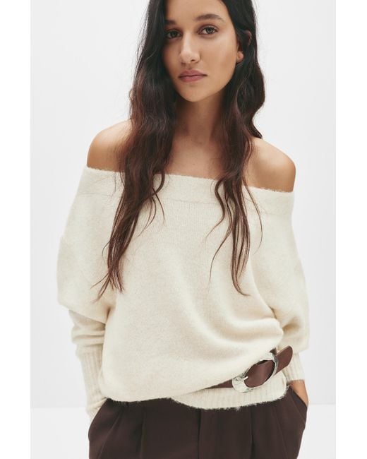 Pull&Bear Natural Asymmetric Soft Knit Sweater