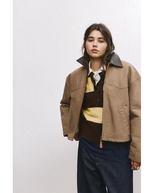 Pull&Bear Blue Combined Collar Jacket With Zipper