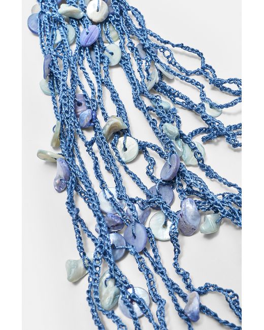 Pull&Bear Blue Mother-Of-Pearl-Effect Multi-Strand Necklace