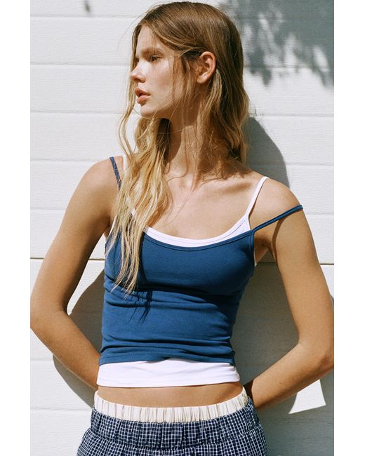Pull&Bear Blue Double-Layer Strappy Top