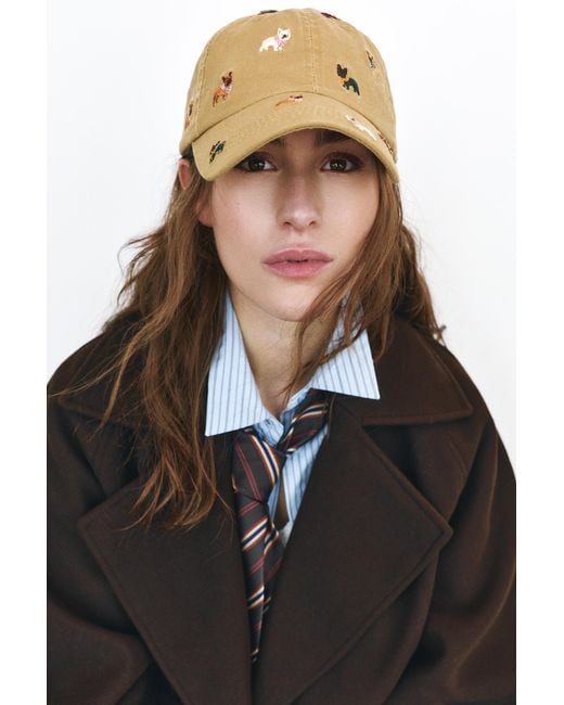 Casquette Brodée Chiots Pull&Bear en coloris Natural