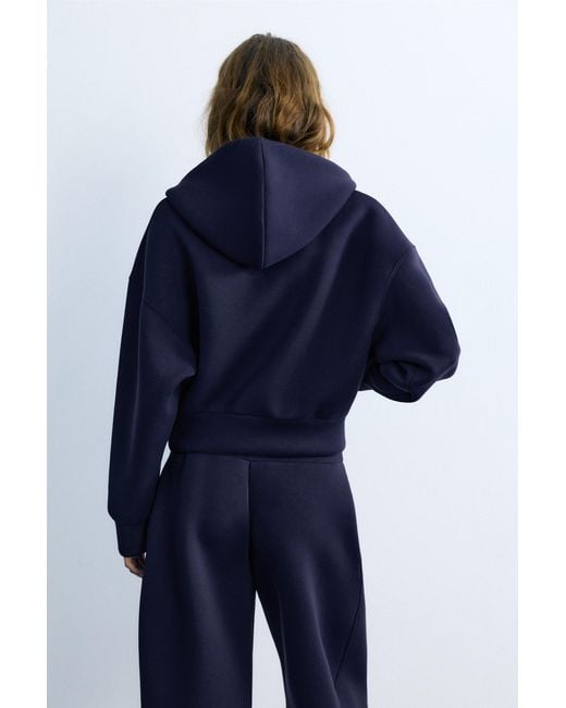 Pull&Bear Blue Neoprene-Effect Zip Hoodie