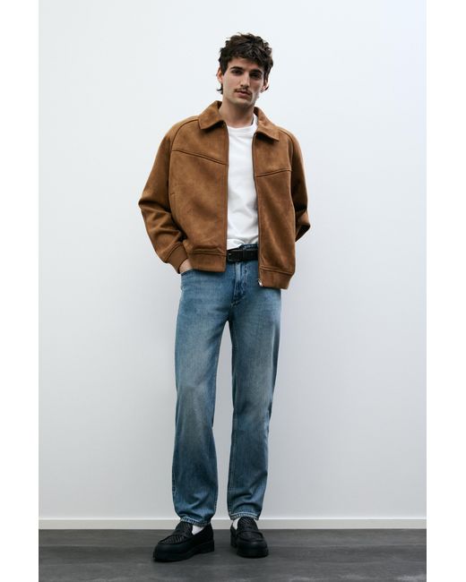 Pull&Bear Blue Faux Suede Jacket for men