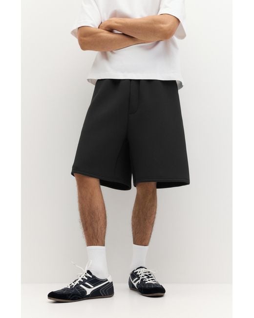 Pull&Bear Blue Neoprene-Effect Jogger Bermuda Shorts for men