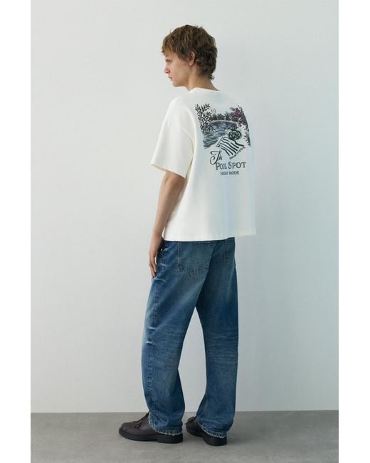 Pull&Bear Gray Short Sleeve Sweatshirt With Graphic for men