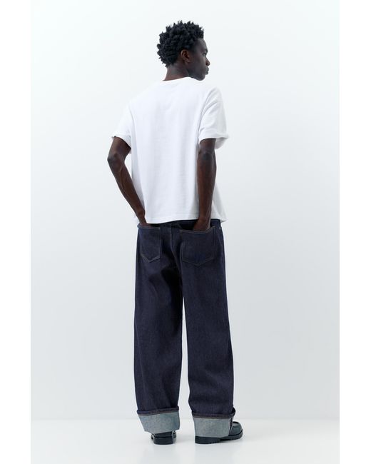 Pull&Bear Blue Selvedge Straight-Leg Jeans for men