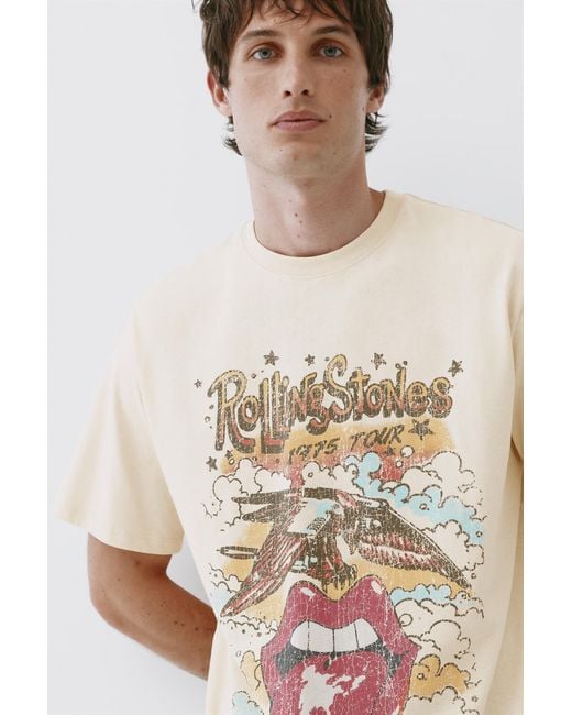 Pull&Bear Gray Rolling Stones T-Shirt for men
