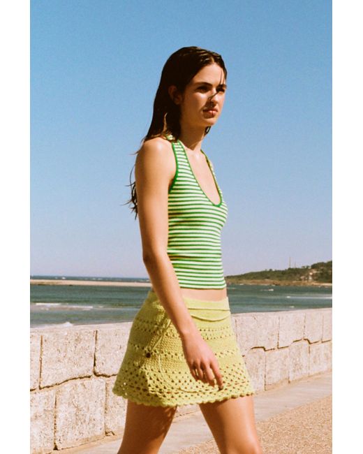 Pull&Bear Blue Striped Halter Top