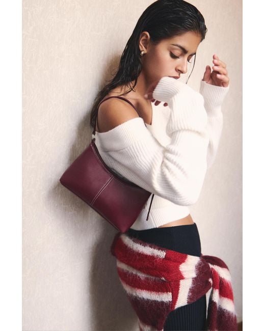 Pull&Bear Purple Schultertasche Mit Ziernähten
