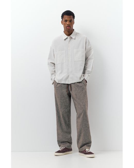 Pull&Bear Gray Linen Blend Jogger Trousers for men