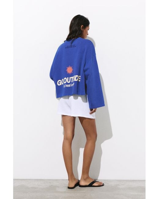 Pull&Bear Blue Sun Graphic Sweatshirt