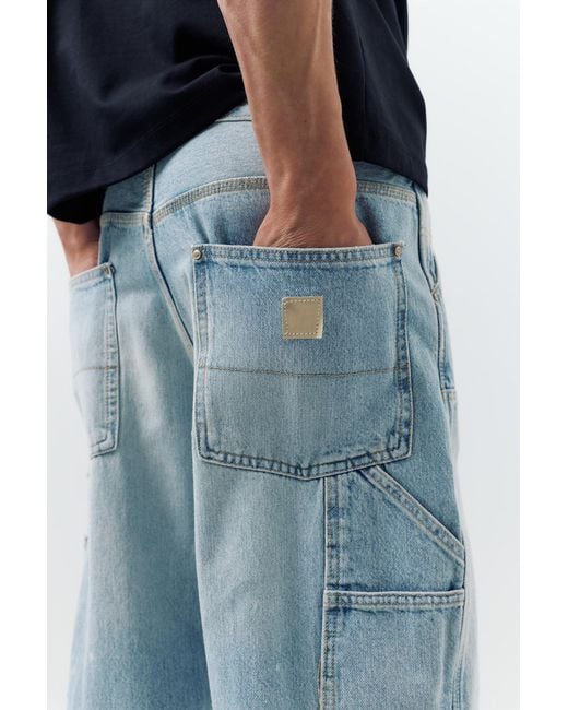 Pull&Bear Blue Double-Leg Carpenter Jeans for men