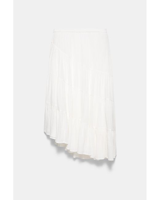 Pull&Bear Witte Asymmetrische Midirok in het White